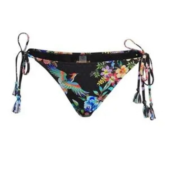 Johnny Was Sognatore Nero String Bikini Bottom Size M